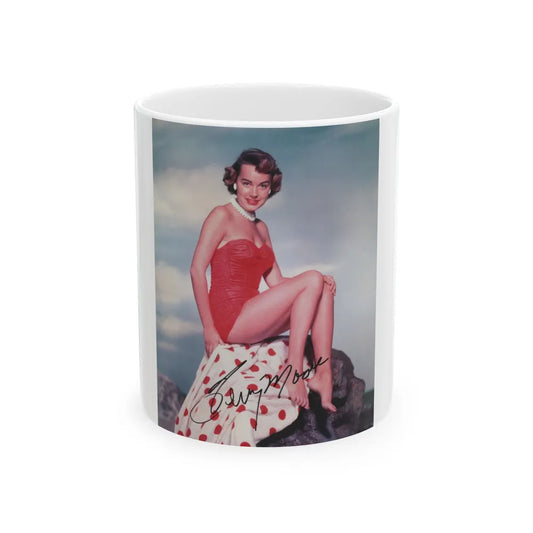 Terry Moore #256 - Color Full Body Swimsuit Barefoot Photo (Vintage Female Icon) White Coffee Mug-11oz-Go Mug Yourself