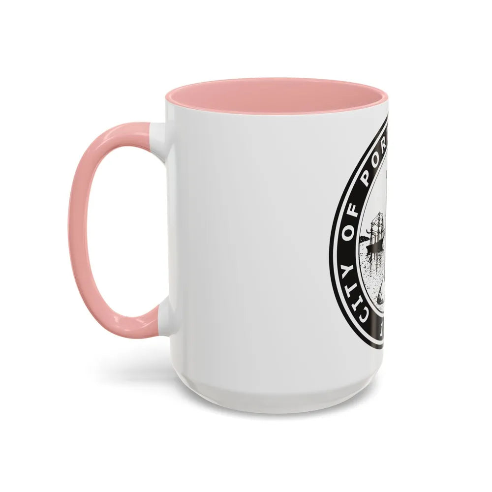 Seal of Portland Oregon - Accent Coffee Mug-Go Mug Yourself