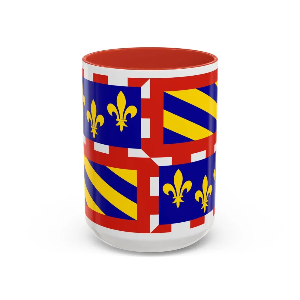 Flag of Bourgogne France - Accent Coffee Mug-15oz-Red-Go Mug Yourself