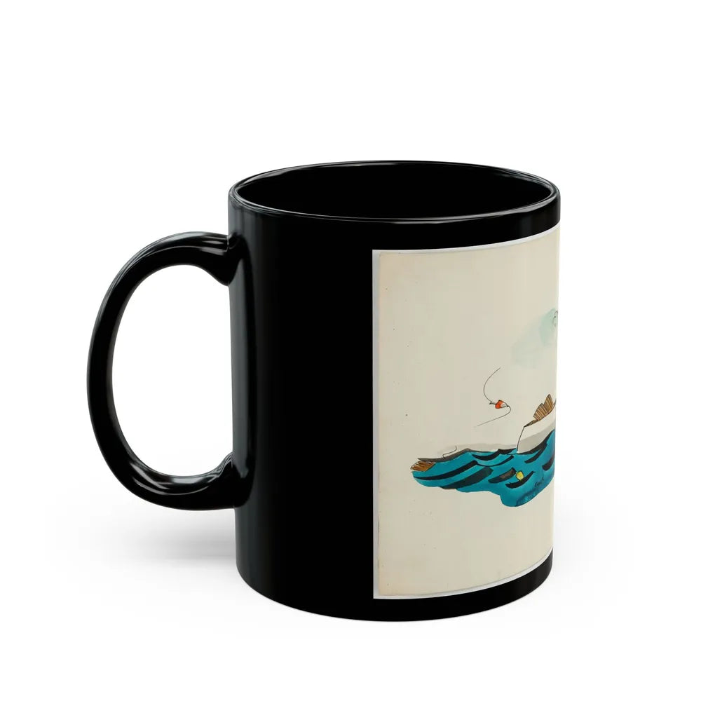 Fisherman Illustration - Black Coffee Mug-Go Mug Yourself