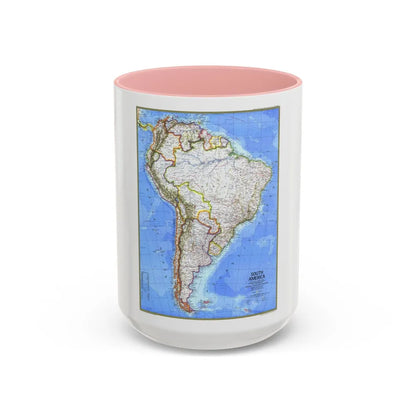 South America (1972) (Map) Accent Coffee Mug-15oz-Pink-Go Mug Yourself