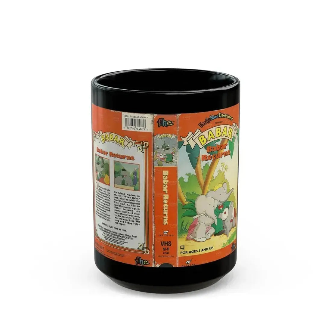 BABAR BABAR RETURNS (VHS COVER) - Black Coffee Mug 15oz - Go Mug Yourself
