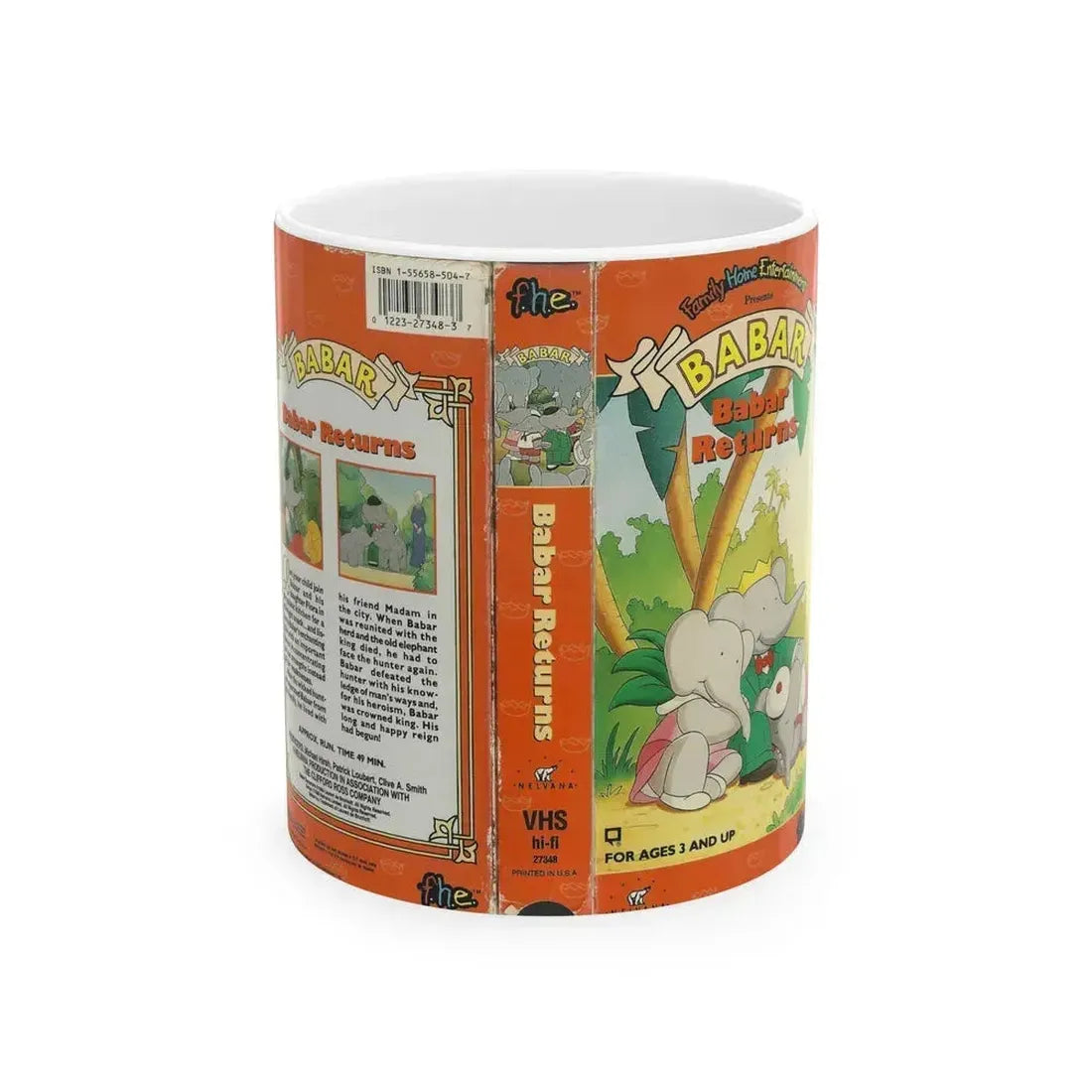 BABAR BABAR RETURNS (VHS COVER) - White Coffee Mug 11oz - Go Mug Yourself