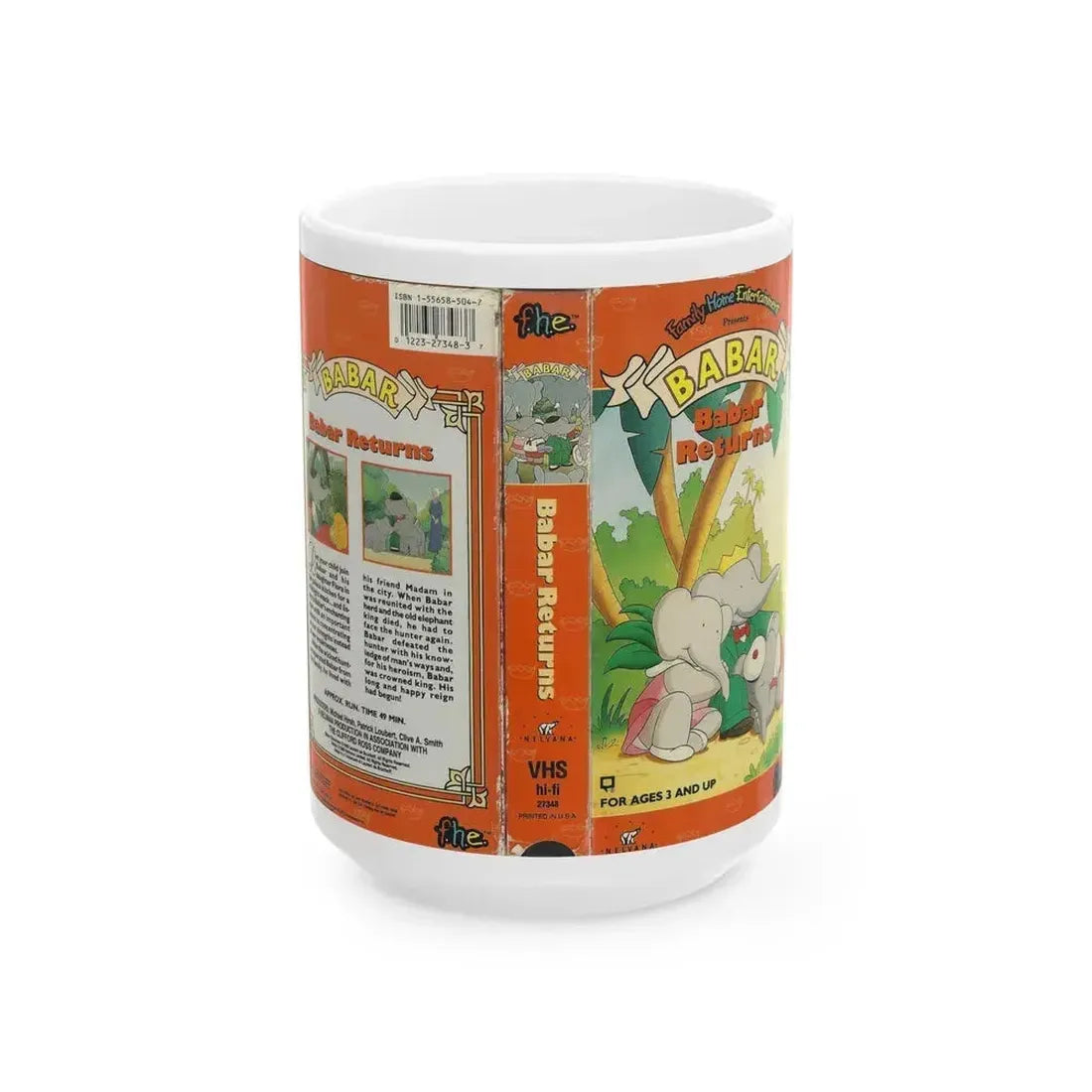 BABAR BABAR RETURNS (VHS COVER) - White Coffee Mug 15oz - Go Mug Yourself