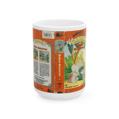 BABAR BABAR RETURNS (VHS COVER) - White Coffee Mug 15oz - Go Mug Yourself