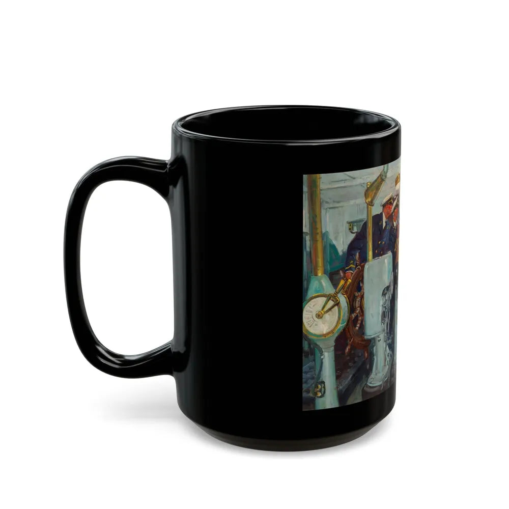 Confrontation at Sea, magazine story illustration, 1942 - Black Coffee Mug-Go Mug Yourself