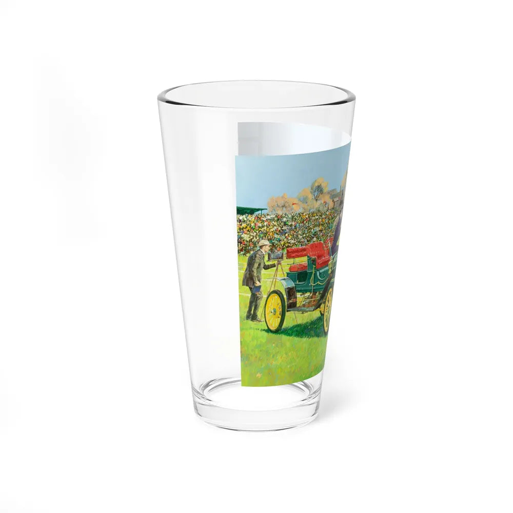 Back For the Big Game, 1909 Stanley Steamer, Great Moments in Early American Motoring, 1970 (Magazine Illustration) Pint Glass 16oz-Go Mug Yourself