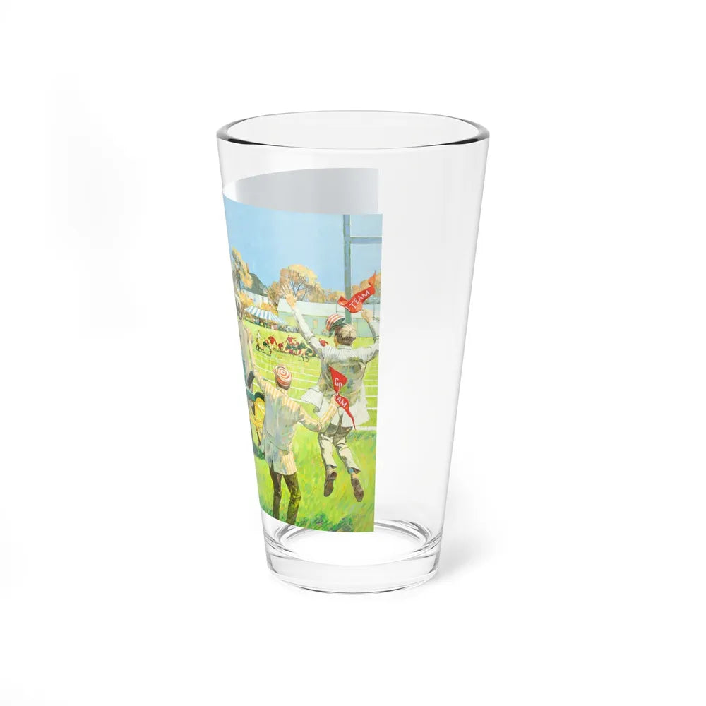 Back For the Big Game, 1909 Stanley Steamer, Great Moments in Early American Motoring, 1970 (Magazine Illustration) Pint Glass 16oz-Go Mug Yourself