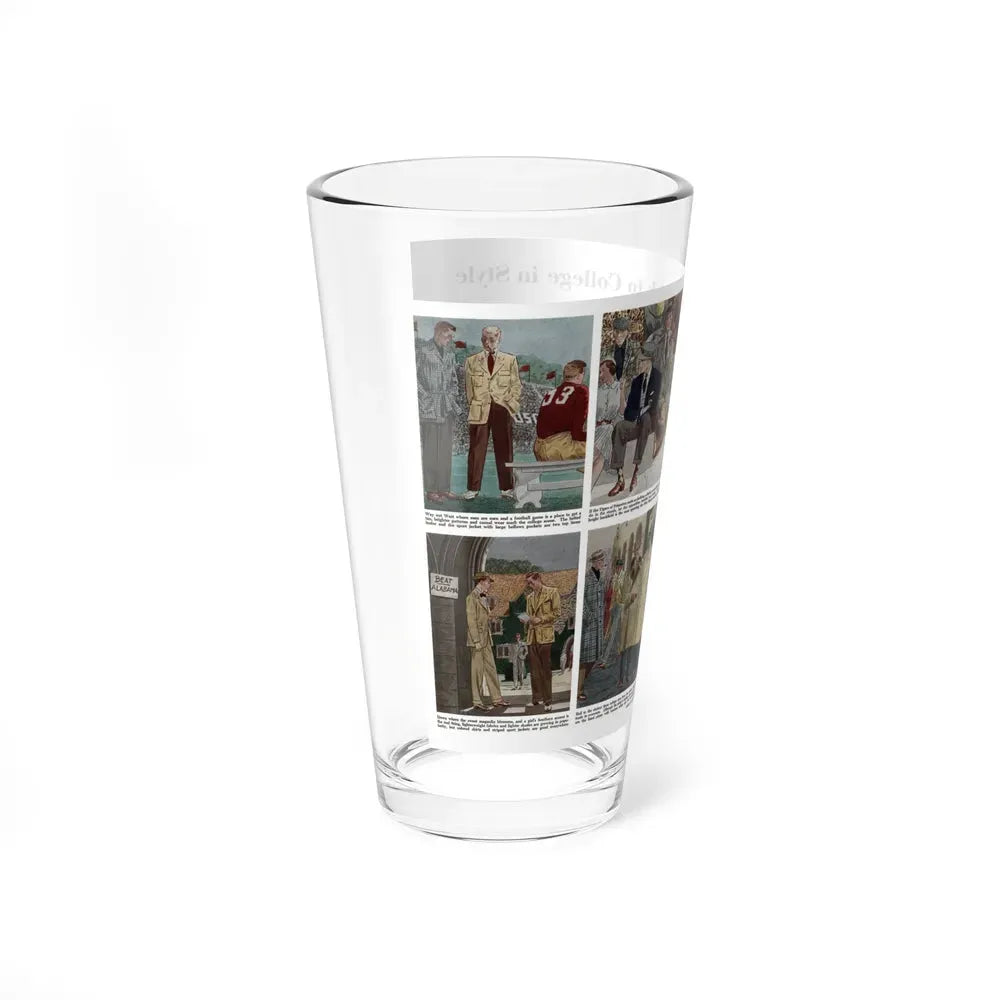 Back to College in Style, Collier's, August 27, 1949 (Magazine Illustration) Pint Glass 16oz - Go Mug Yourself