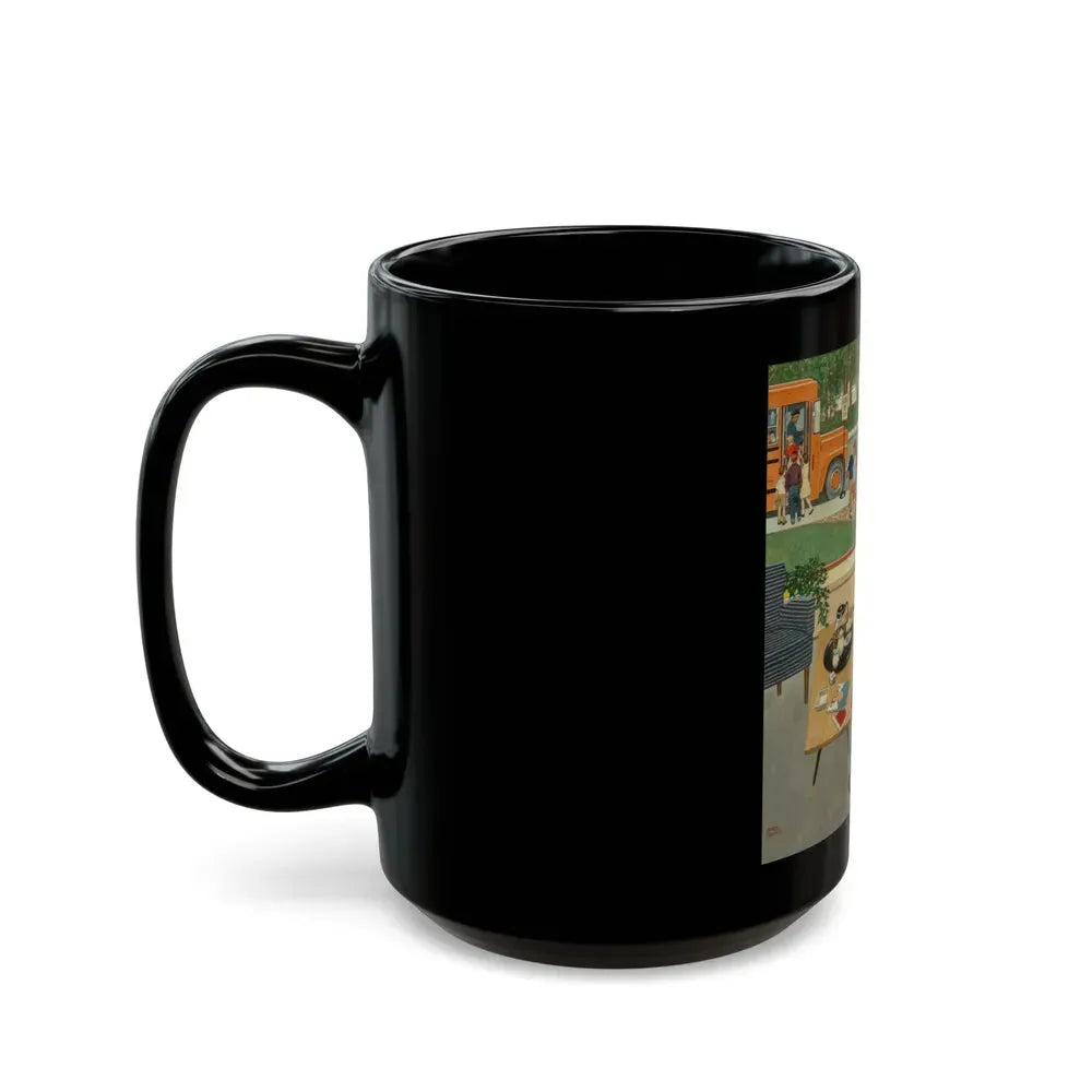 Back to School, The Saturday Evening Post cover, September 12, 1959 - Black Coffee Mug - Go Mug Yourself