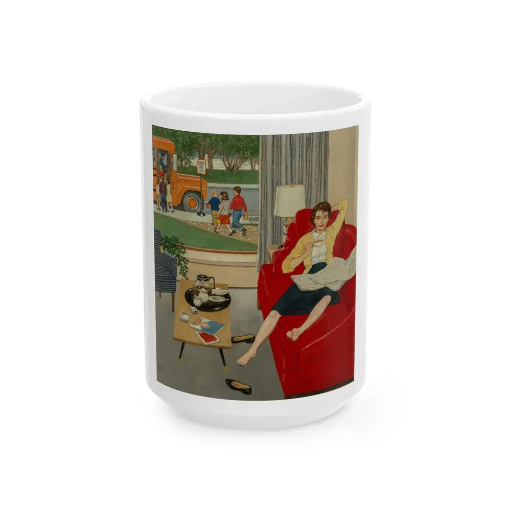 Back to School, The Saturday Evening Post cover, September 12, 1959 - White Coffee Mug 15oz - Go Mug Yourself