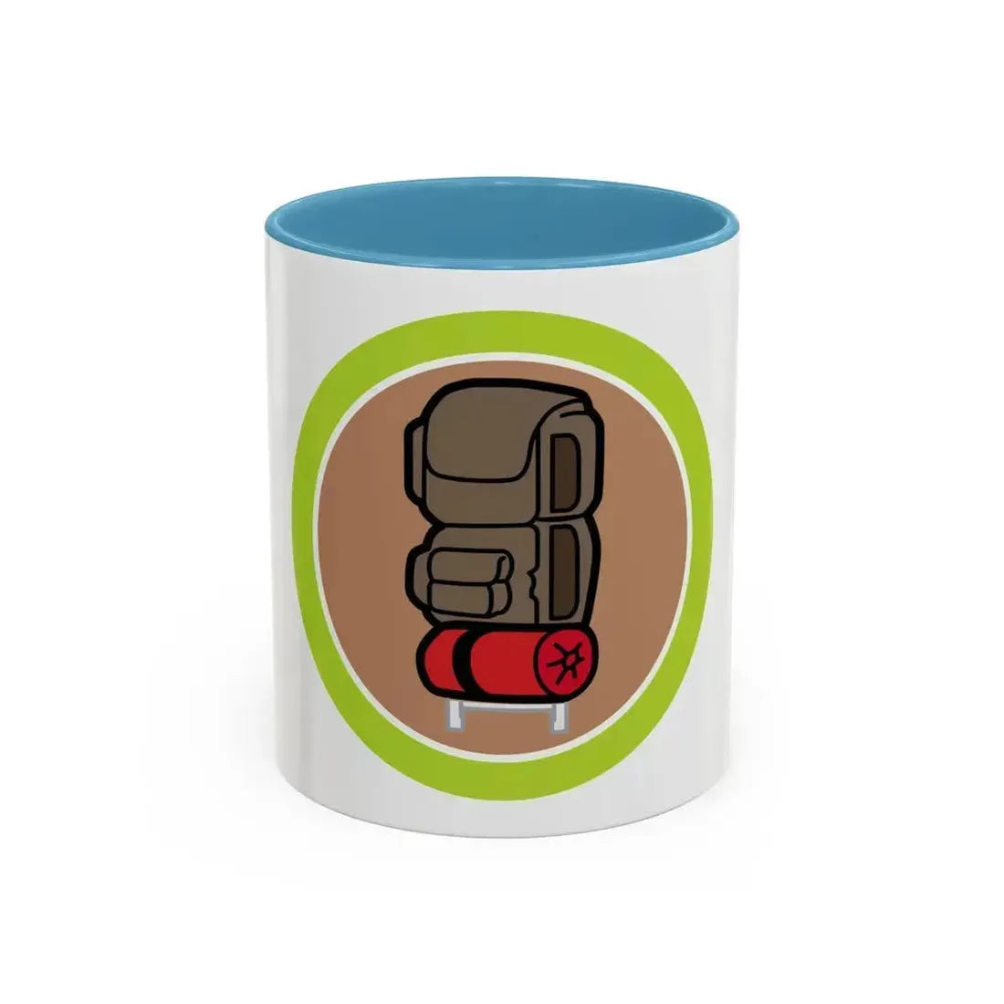 Backpacking (Boy Scout Merit Badge) Accent Coffee Mug 11oz Light Blue - Go Mug Yourself
