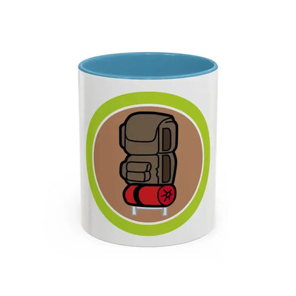 Backpacking (Boy Scout Merit Badge) Accent Coffee Mug 11oz Light Blue - Go Mug Yourself