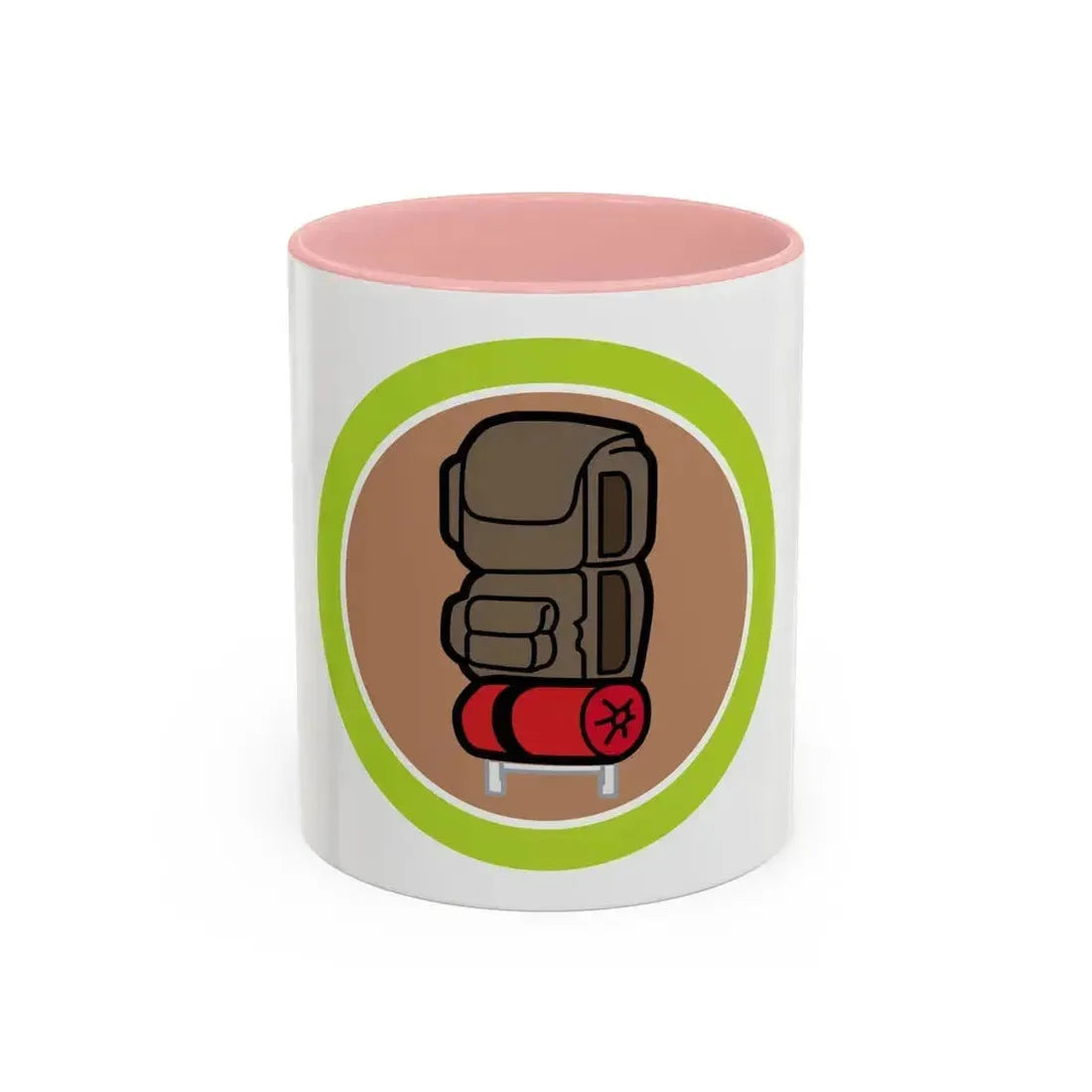 Backpacking (Boy Scout Merit Badge) Accent Coffee Mug 11oz Pink - Go Mug Yourself