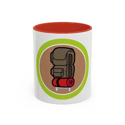 Backpacking (Boy Scout Merit Badge) Accent Coffee Mug 11oz Red - Go Mug Yourself