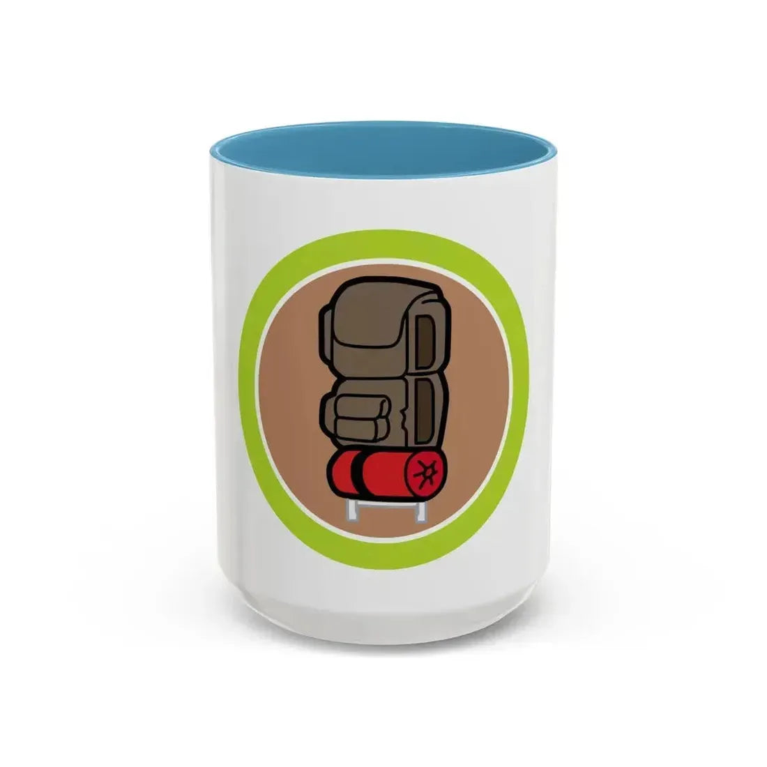 Backpacking (Boy Scout Merit Badge) Accent Coffee Mug 15oz Light Blue - Go Mug Yourself