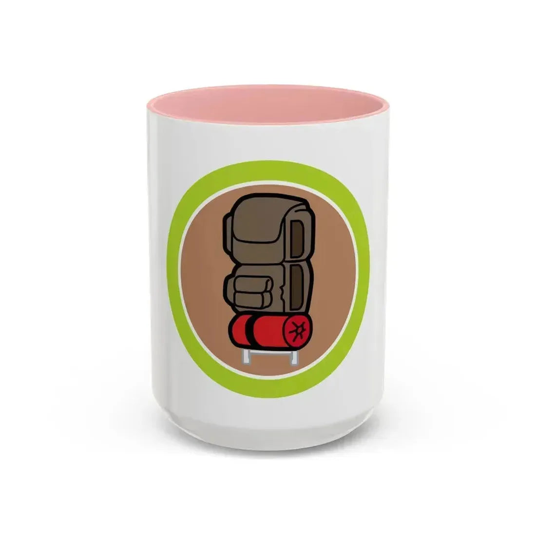 Backpacking (Boy Scout Merit Badge) Accent Coffee Mug 15oz Pink - Go Mug Yourself