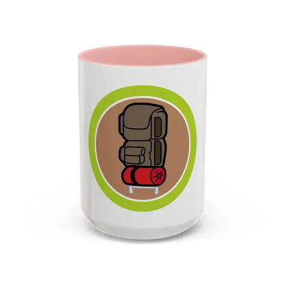 Backpacking (Boy Scout Merit Badge) Accent Coffee Mug 15oz Pink - Go Mug Yourself