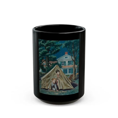 Backyard Campers, Saturday Evening Post cover, September 5, 1953 - Black Coffee Mug 15oz - Go Mug Yourself