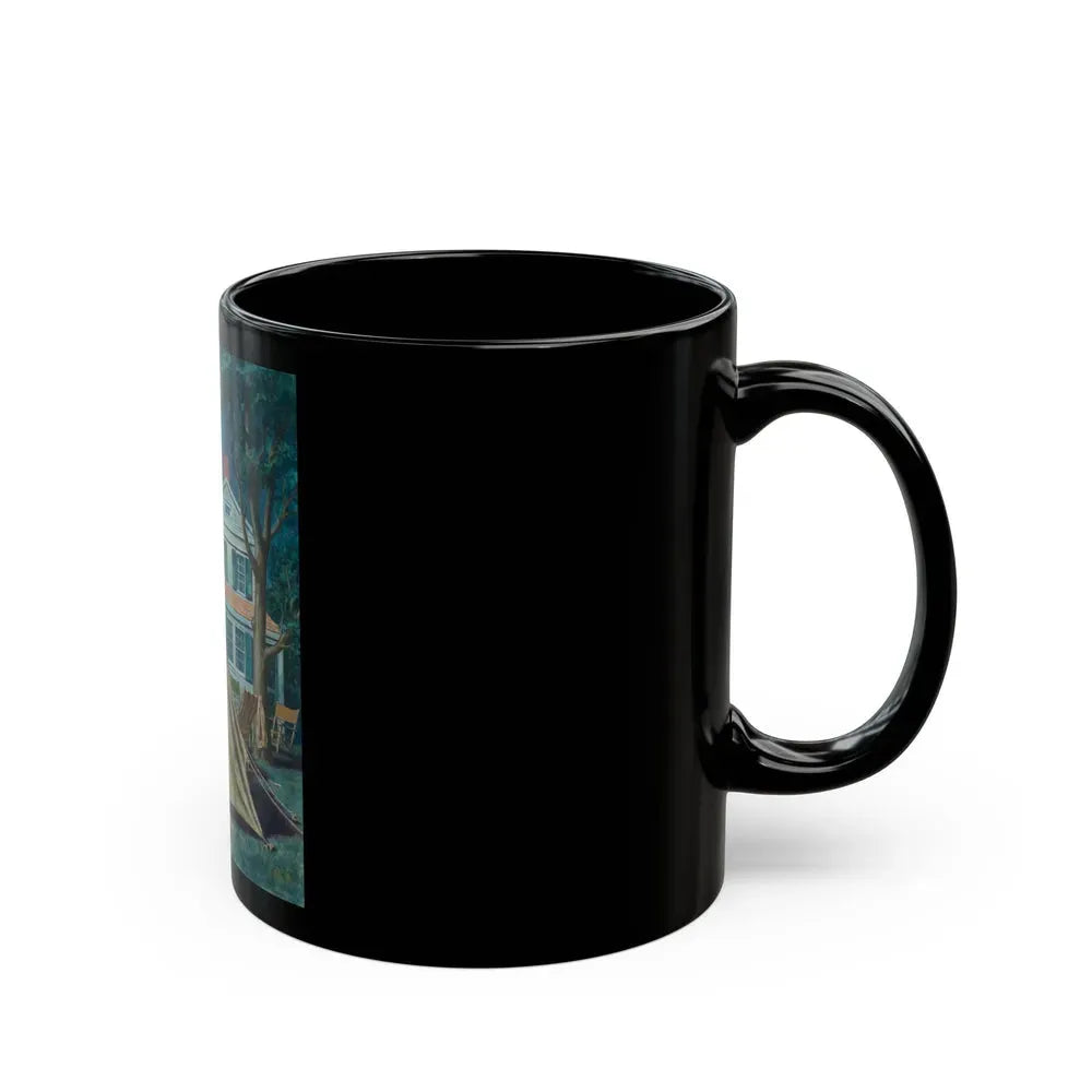 Backyard Campers, Saturday Evening Post cover, September 5, 1953 - Black Coffee Mug - Go Mug Yourself
