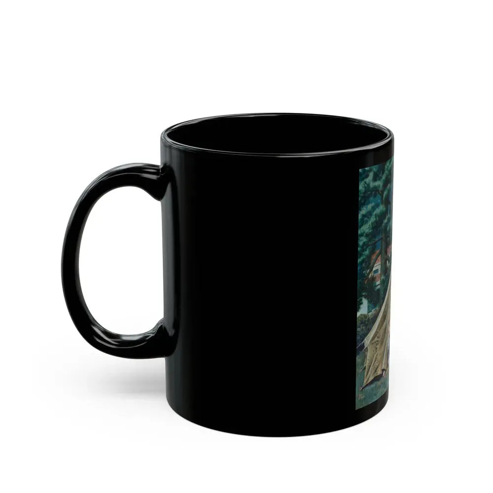 Backyard Campers, Saturday Evening Post cover, September 5, 1953 - Black Coffee Mug - Go Mug Yourself
