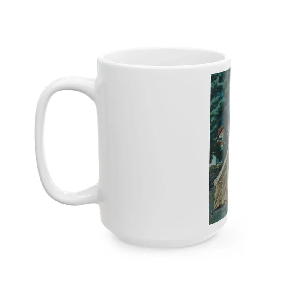 Backyard Campers, Saturday Evening Post cover, September 5, 1953 - White Coffee Mug - Go Mug Yourself