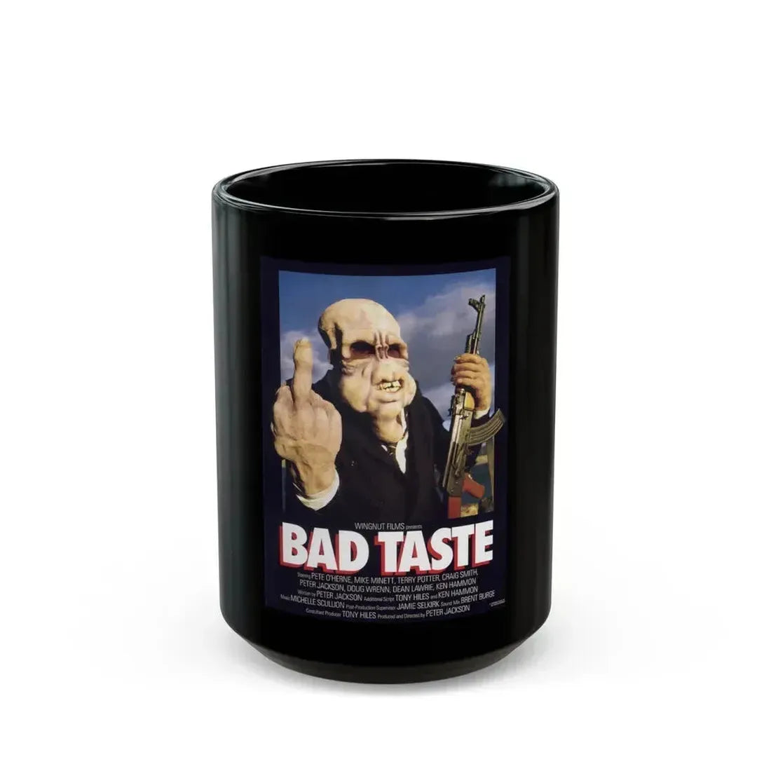 BAD TASTE 1987 Movie Poster - Black Coffee Mug 15oz - Go Mug Yourself