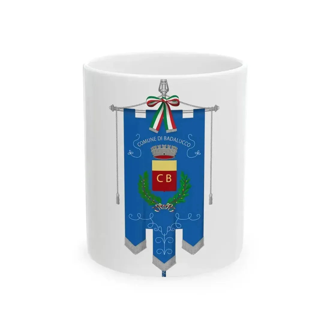 Badalucco-Gonfalone (Italy) White Coffee Mug 11oz - Go Mug Yourself