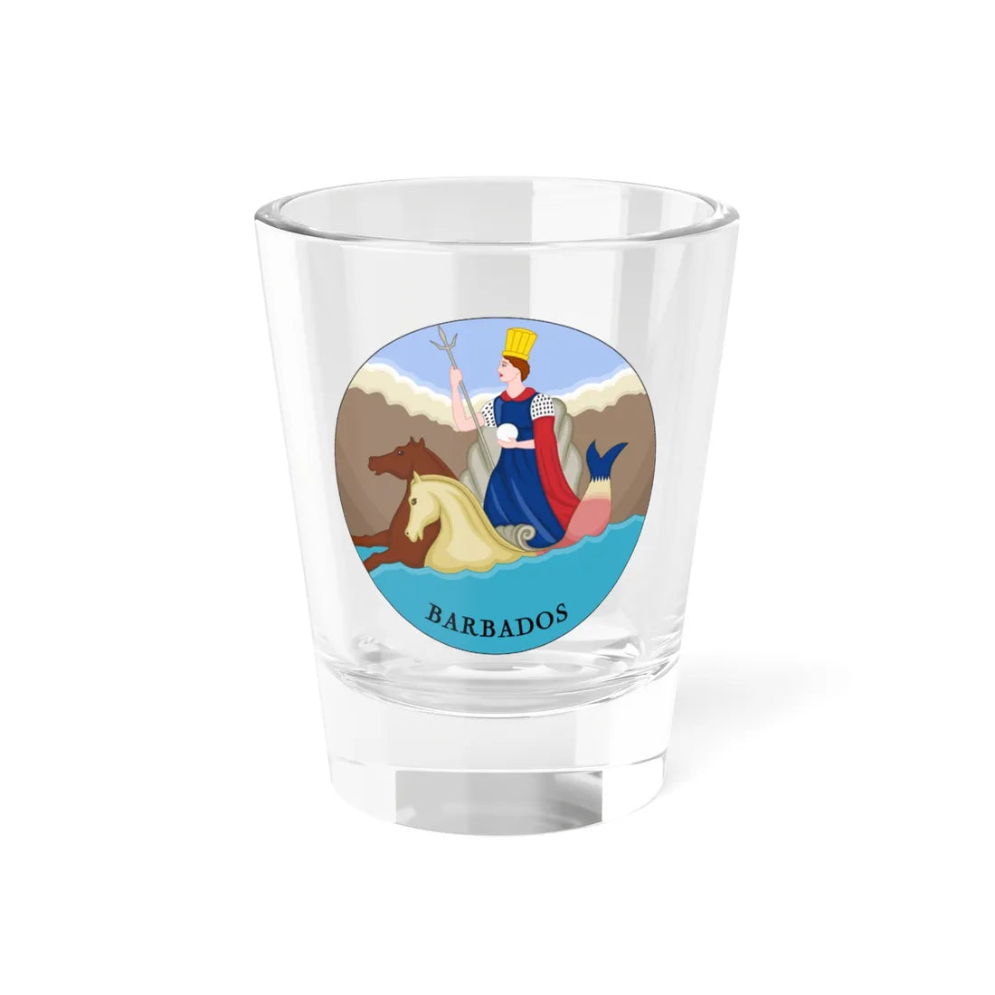 Badge of Barbados 1870-1966 (Barbados) (Coat of Arms) Shot Glass 1.5oz 1.5oz - Go Mug Yourself