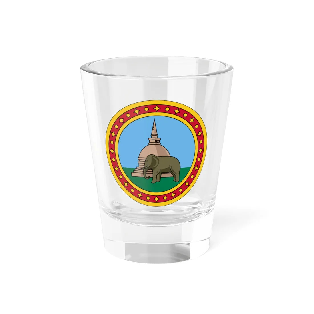 Badge of Ceylon 1875-1948 (Sri Lanka) (Coat of Arms) Shot Glass 1.5oz 1.5oz - Go Mug Yourself