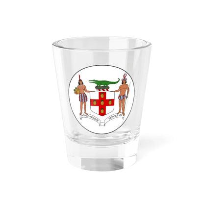 Badge of Jamaica 1906-1957 (Jamaica) (Coat of Arms) Shot Glass 1.5oz 1.5oz - Go Mug Yourself