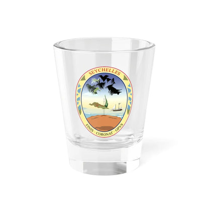 Badge of Seychelles 1961-1976 (Seychelles) (Coat of Arms) Shot Glass 1.5oz 1.5oz - Go Mug Yourself
