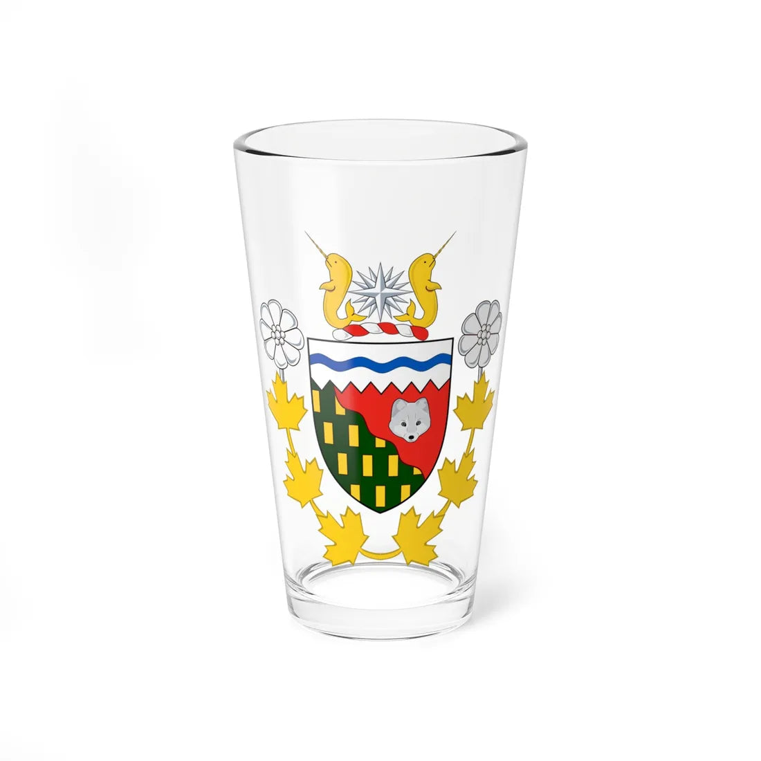 Badge of the Commissioner of the Northwest Territories (Canada) (Coat of Arms) Pint Glass 16oz 16oz - Go Mug Yourself