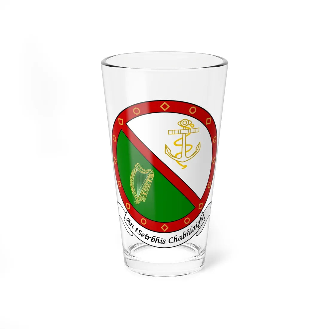 Badge of the Irish Naval Service (Ireland) (Coat of Arms) Pint Glass 16oz 16oz - Go Mug Yourself