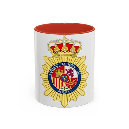Badge of the National Police Corps of Spain - Accent Coffee Mug 11oz Red - Go Mug Yourself