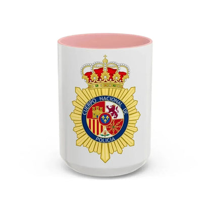 Badge of the National Police Corps of Spain - Accent Coffee Mug 15oz Pink - Go Mug Yourself
