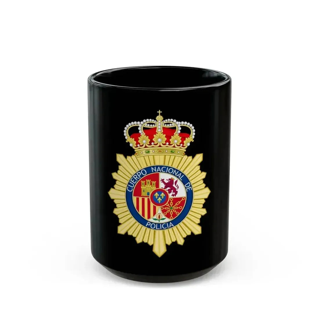 Badge of the National Police Corps of Spain - Black Coffee Mug 15oz - Go Mug Yourself