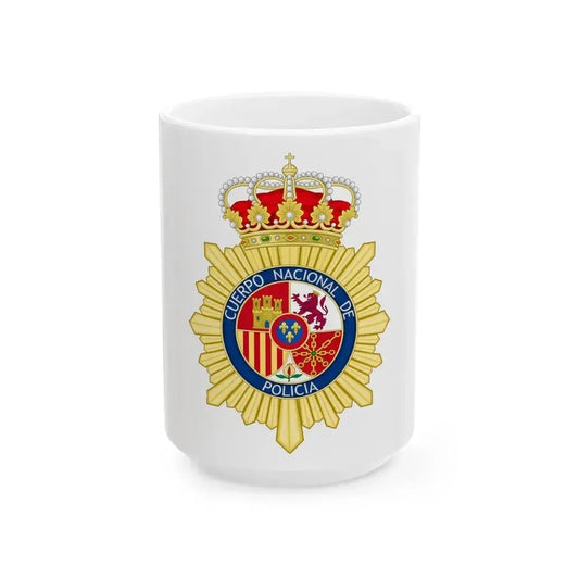 Badge of the National Police Corps of Spain - White Coffee Mug 15oz - Go Mug Yourself