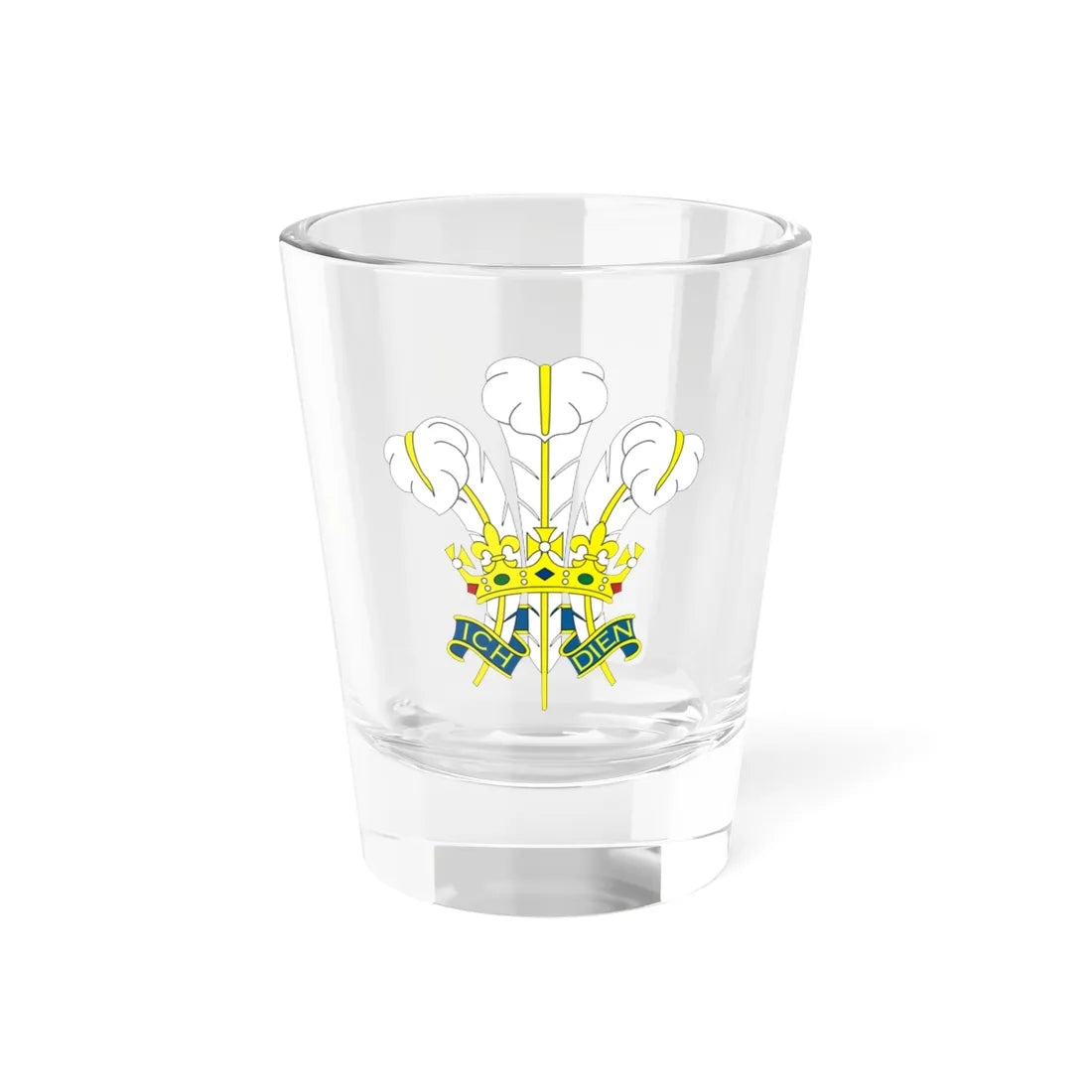 Badge of the Prince of Wales (United Kingdom) (Coat of Arms) Shot Glass 1.5oz 1.5oz - Go Mug Yourself
