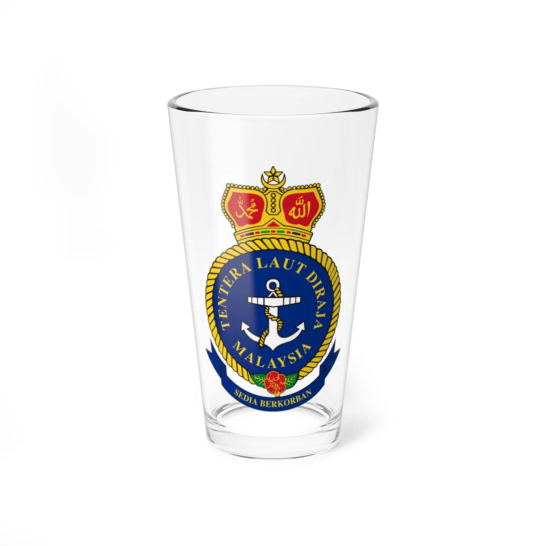 Badge of the Royal Malaysian Navy (Malaysia) (Coat of Arms) Pint Glass 16oz - Go Mug Yourself