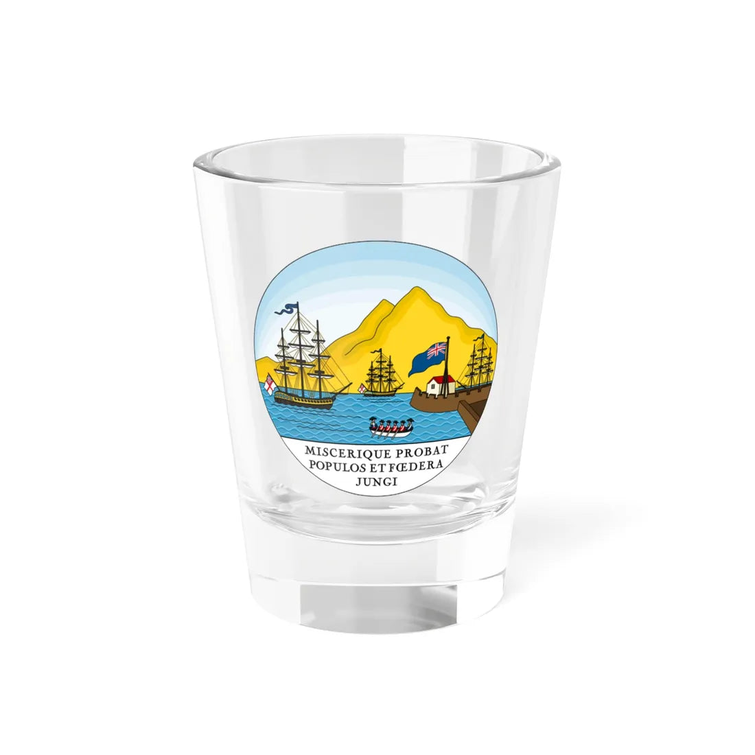 Badge of Trinidad and Tobago 1889-1958 (Trinidad and Tobago) (Coat of Arms) Shot Glass 1.5oz 1.5oz - Go Mug Yourself