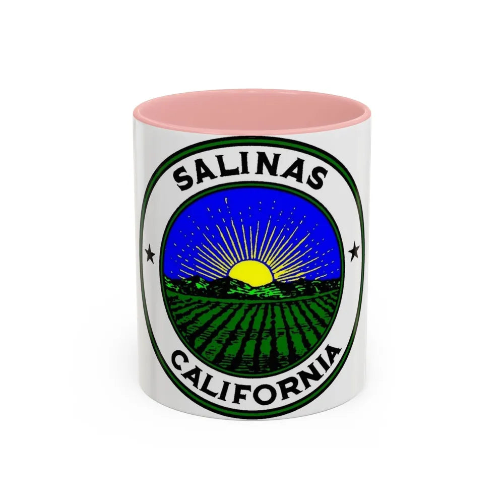 Seal of Salinas California - Accent Coffee Mug-11oz-Pink-Go Mug Yourself