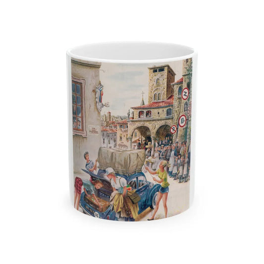 Coed Tourists in Italy, Saturday Evening Post, August 2, 1958 - White Coffee Mug-11oz-Go Mug Yourself