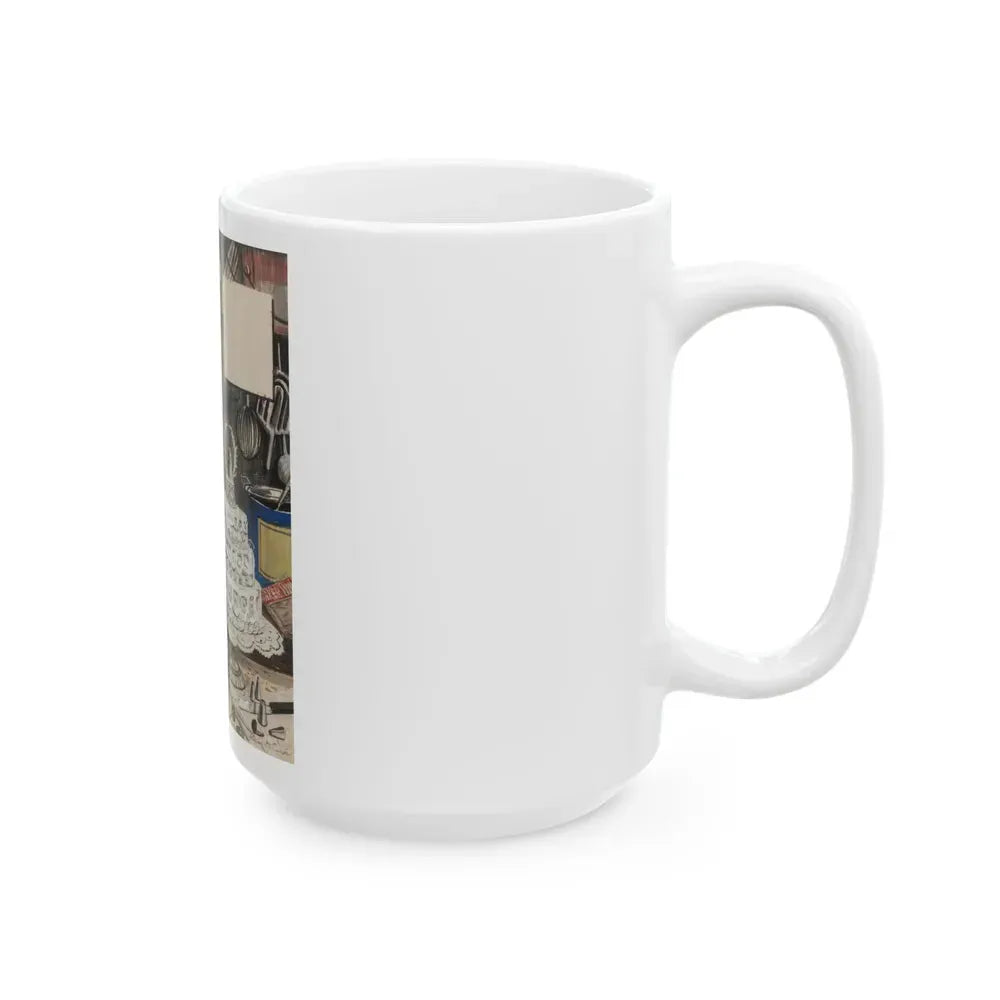 Baker Frosting Cake, The Saturday Evening Post cover study, June 16, 1945 - White Coffee Mug - Go Mug Yourself