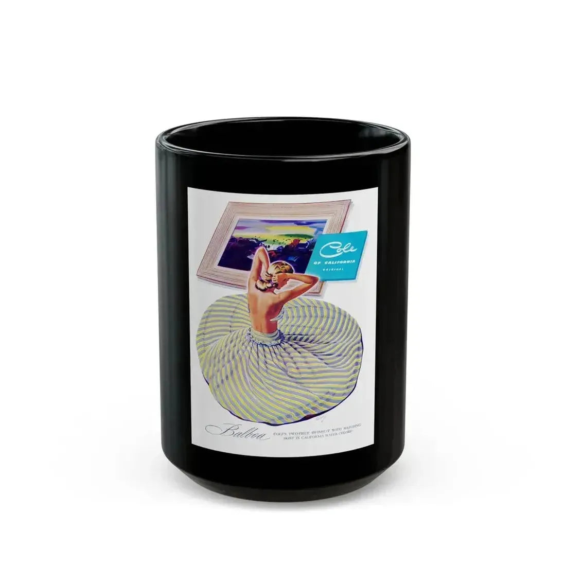 Balboa Cole, Harper's Bazaar, 1948 - Black Coffee Mug 15oz - Go Mug Yourself