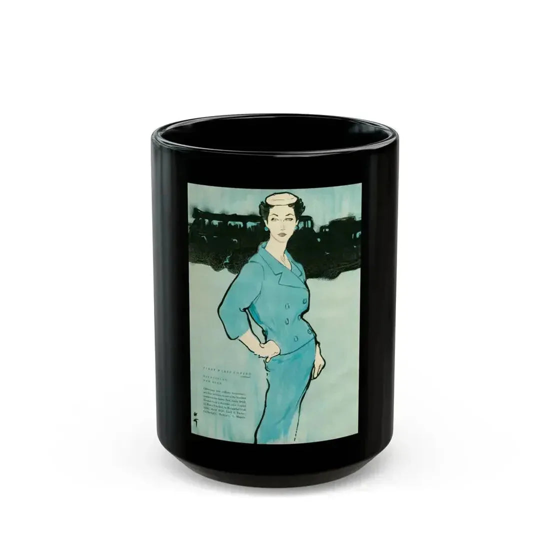 Balensiaga - New Blue, Vogue Illustrations, 1954 - Black Coffee Mug 15oz - Go Mug Yourself