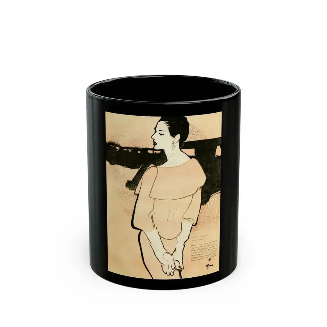 Balensiaga - New Collar, Vogue Illustrations, 1954 - Black Coffee Mug 11oz - Go Mug Yourself