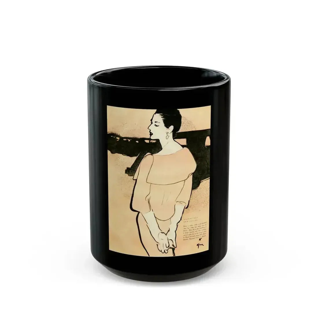 Balensiaga - New Collar, Vogue Illustrations, 1954 - Black Coffee Mug 15oz - Go Mug Yourself