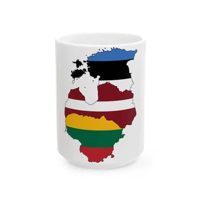 Baltic states flag map (Estonia) White Coffee Mug 15oz - Go Mug Yourself