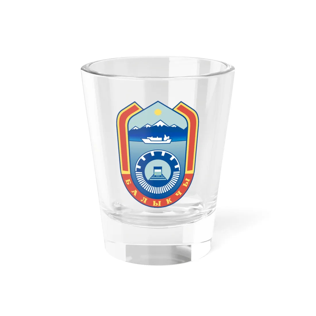 Balykchy coa (Kyrgyzstan) (Coat of Arms) Shot Glass 1.5oz 1.5oz - Go Mug Yourself